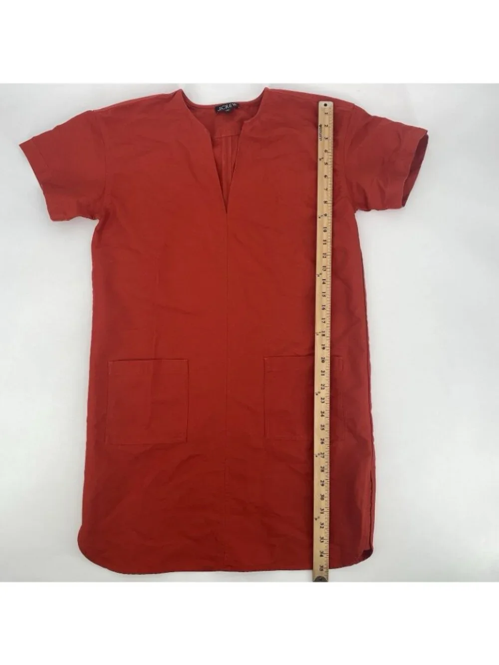 J Crew Size ST Patch-Pocket Pullover Dress Structured Cotton Poplin Orange